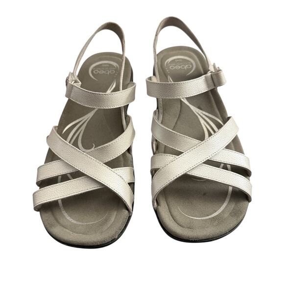 Abeo Laguna Sandals Women's 9 White Strappy Leather Comfort Suede Insole - Picture 1 of 12